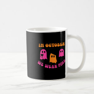 We Wear Pink Pumpkin Ghost Halloween Breast Cancer Coffee Mug