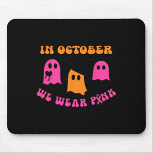 We Wear Pink Pumpkin Ghost Halloween Breast Cancer Mouse Pad