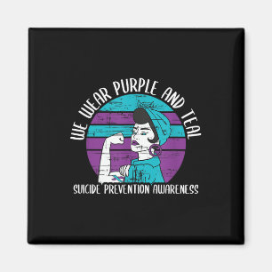 We Wear Purple And Teal - Suicide Prevention Aware Magnet