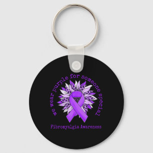 We Wear Purple Fibromyalgia Awareness Sunflower Le Keychain