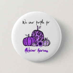 We Wear Purple For Heimerheimer Awareness Pumpkin 2 Inch Round Button