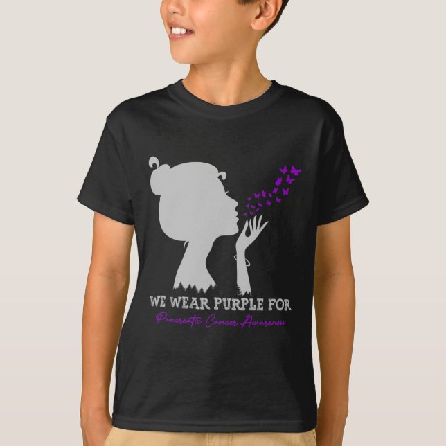 We Wear Purple For Pancreatic Cancer Awareness Ame T-Shirt (Front)