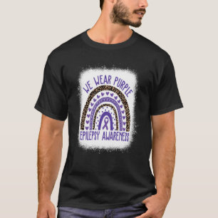 We Wear Purple Leopard Rainbow For Epilepsy Awaren T-Shirt