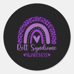 We Wear Purple Rainbow Awsewome For Rett Syndrome  Classic Round Sticker