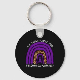 We Wear Purple Rainbow For Fibromyalgia Awareness  Keychain