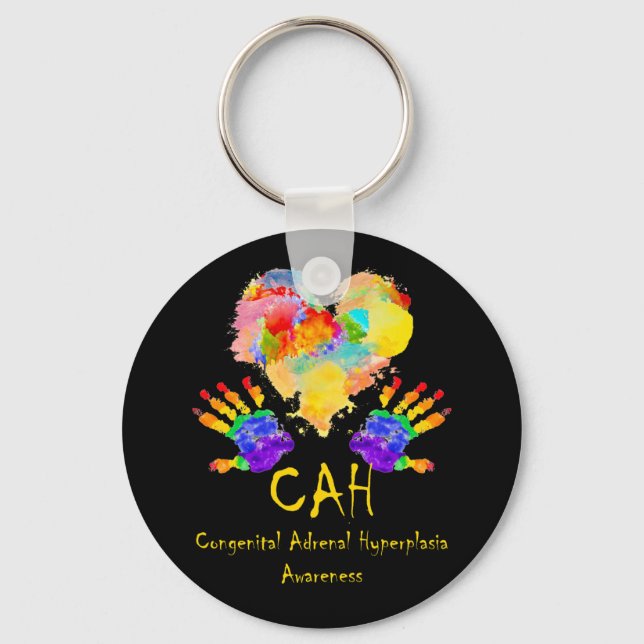 We Wear Rainbow Heart For Congenital Adrenal Keychain (Front)