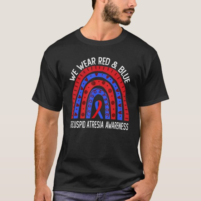 We Wear Red & Blue Rainbow For Tricuspid Atresia A T-Shirt (Front)