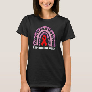 We Wear Red For Red Ribbon Week Awareness Leopard T-Shirt