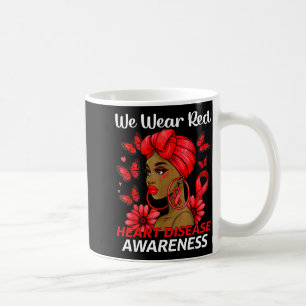 We Wear Red Heart Disease Awareness Afro Woman Hea Coffee Mug