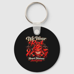 We wear red heart disease awareness support keychain