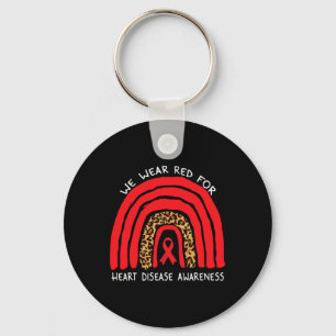 We Wear Red Rainbow For Heart Disease Awareness Keychain