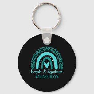 We Wear Teal Rainbow Awsewome Fragile X Syndrome A Keychain