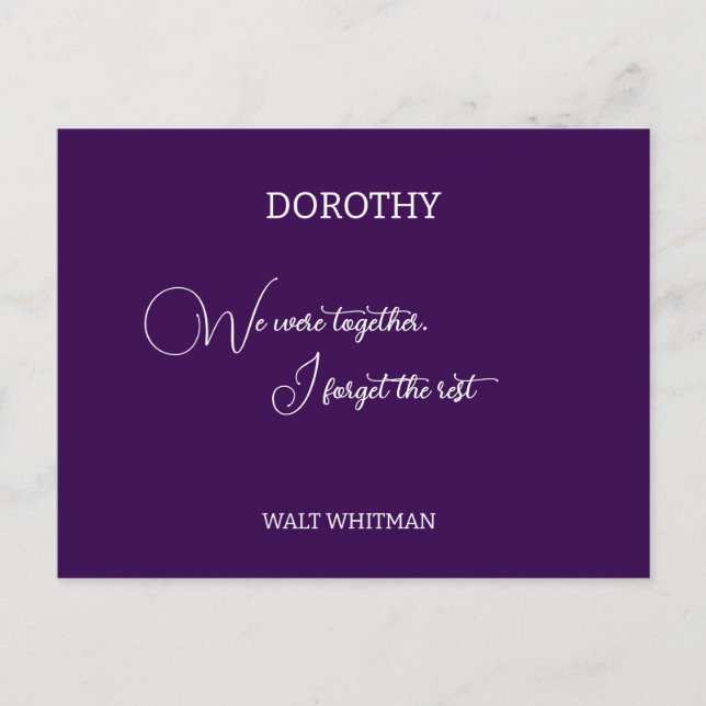 We were together Walt Whitman personalized Postcard (Front)