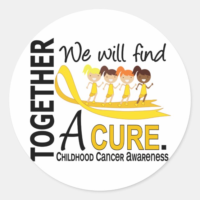 We Will Find A Cure Childhood Cancer Classic Round Sticker (Front)