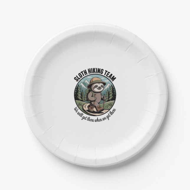 We Will Get There Eventually Sloth Hiker Paper Plate (Front)
