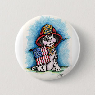 We Will Never Forget 9/11 Firefighter Dalmatian 2 Inch Round Button
