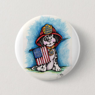 We Will Never Forget 9/11 Firefighter Dalmatian 2 Inch Round Button