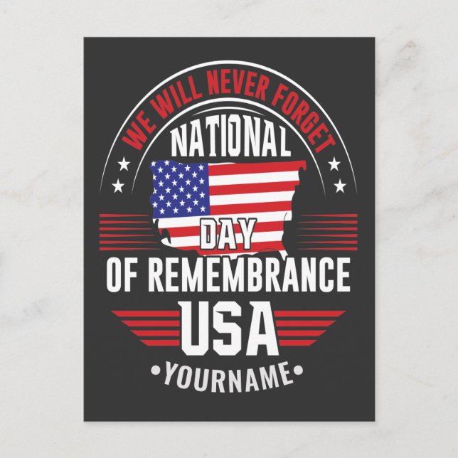 We Will Never Forget National Day of Remembrance Postcard (Front)