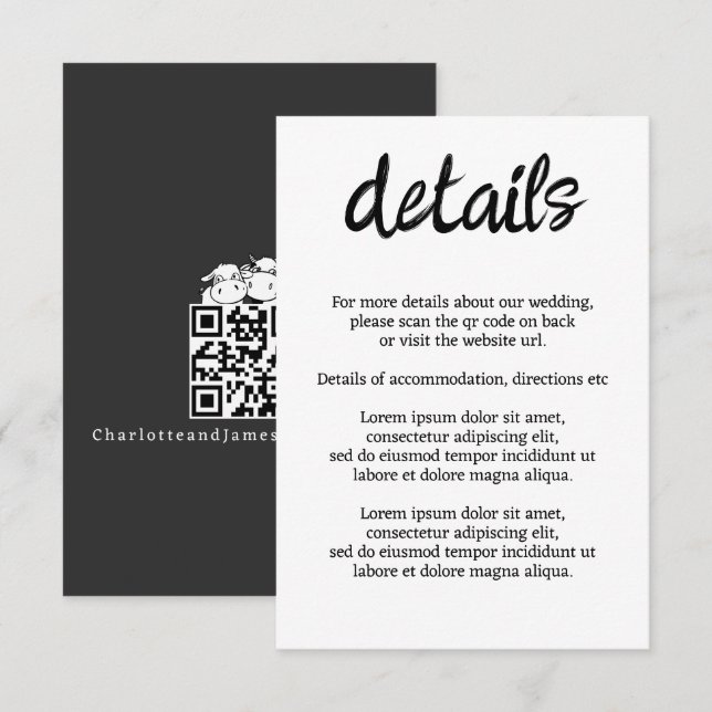 We Will Say I Moo Cow Wedding QR Code Enclosure Card (Front/Back)