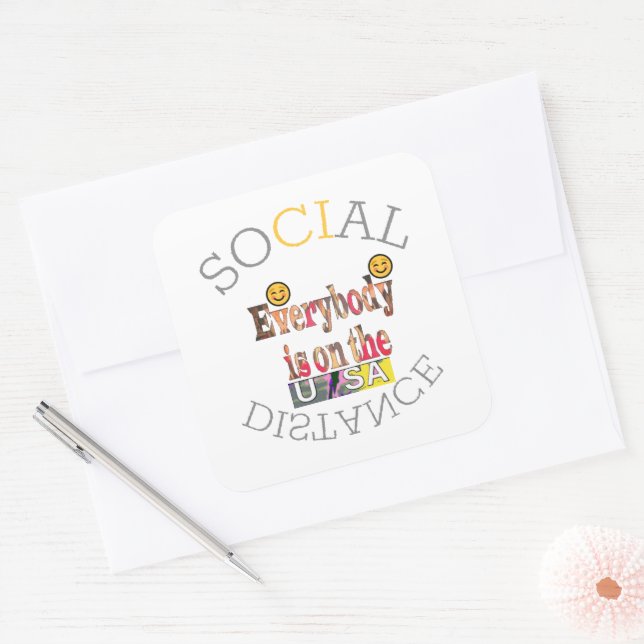 We Will Survive COVID-19: A Message of Resilience  Square Sticker (Envelope)