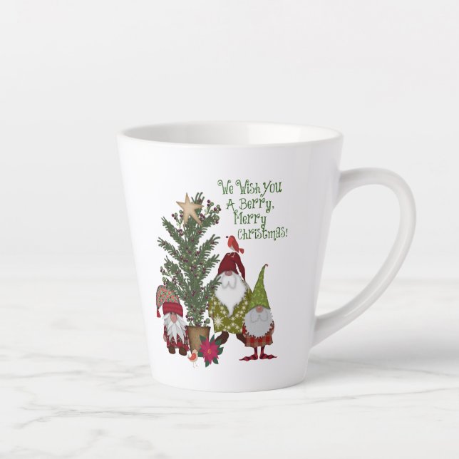 We Wish You A Berry Merry Christmas Gnomes Latte Mug (Right)