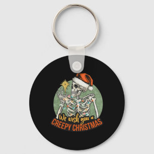 We Wish You A Creepy Christmas Pajama Funny Skelet Keychain