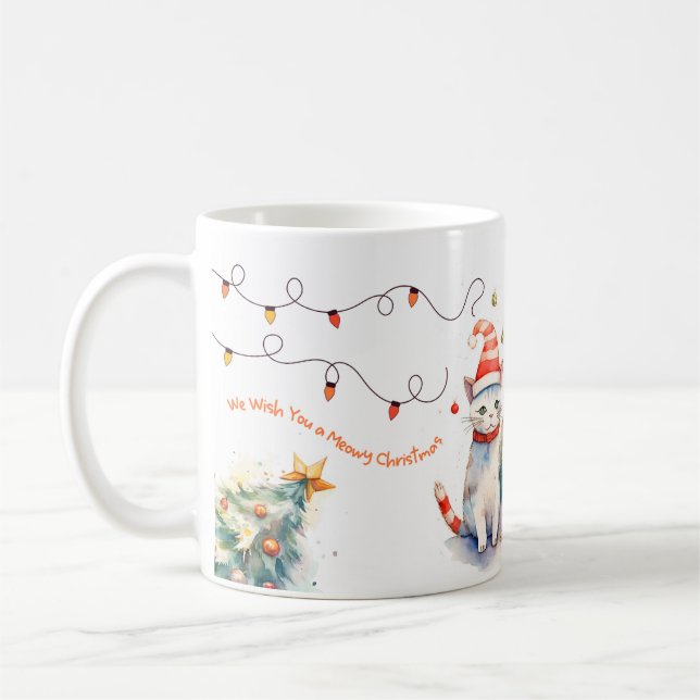 We Wish You a Meowy Christmas & Purrfect New Year  Coffee Mug (Left)