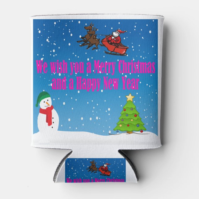 We wish you a Merry Christmas and a Happy New Year Can Cooler (Front)