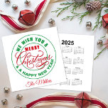 We Wish You A Merry Christmas Calendar Holiday Card<br><div class="desc">We Wish You a Merry Christmas and a Happy New Year classic red and green Christmas Design features the phrase “We Wish You a Merry Christmas & a Happy New Year in red and green. Your family or company name is customizable and can be edited from the product page. Use...</div>