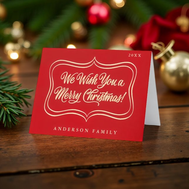 We wish you a Merry Christmas Classic Gold Frame Holiday Card (Creator Uploaded)