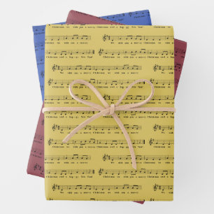 We Wish You a Merry Christmas Classic Musical Note Wrapping Paper Sheet