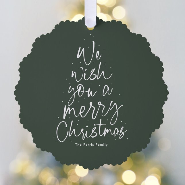 We wish you a merry Christmas cute one photo Ornament Card (Creator Uploaded)