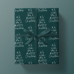 We wish you a merry Christmas dark green holiday Wrapping Paper