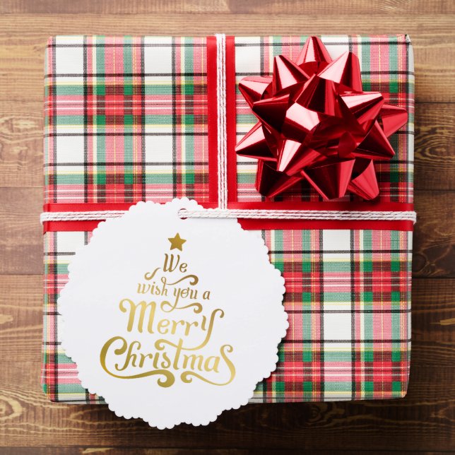 We wish you a merry Christmas foil cute photo Ornament Card (Insitu (Gift))