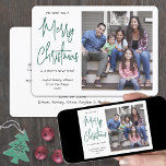 We Wish You a Merry Christmas Green Script 1 Photo Holiday Card<br><div class="desc">Send stylish joyful greetings and share one favourite picture with a unique custom photo holiday card. All text on this template is simple to personalize to include any wording, such as Happy Holidays, Seasons Greetings, New Year Cheers etc. The message that reads "We wish you a Merry Christmas and a...</div>