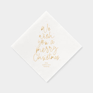 We wish you a merry Christmas holiday Foil Napkins