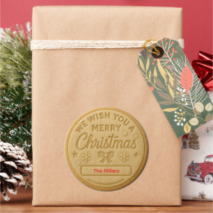 We Wish You A Merry Christmas Peronalize Editable Classic Round Sticker