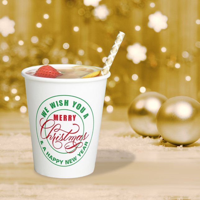 We Wish You A Merry Christmas Red and Green Paper Cups (Creator Uploaded)