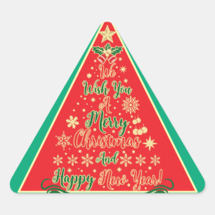 We Wish You A Merry Christmas Triangle Sticker