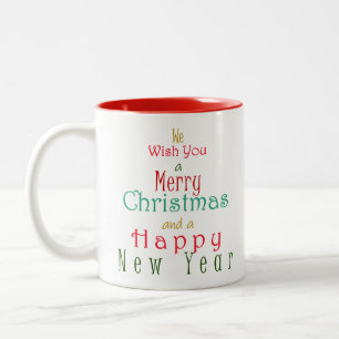 "We Wish You a Merry Christmas" Two-Tone Coffee Mug