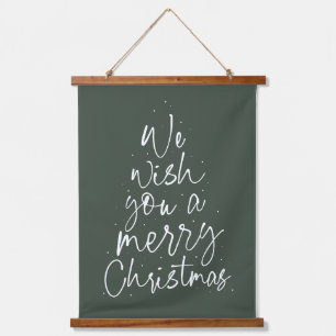 We wish you a Merry Christmas type green holiday Hanging Tapestry