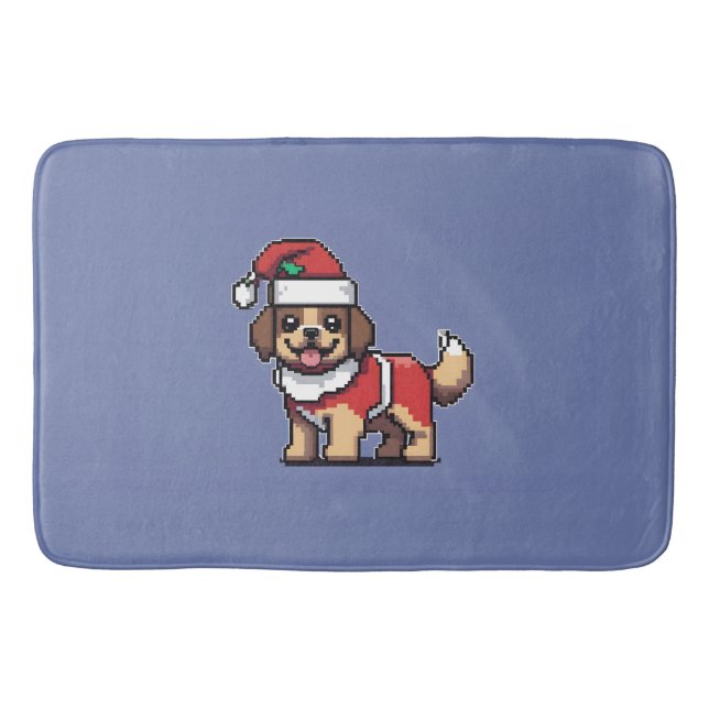 We wish you a merry christmas with cute dog santa  bath mat (Front)