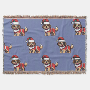 We wish you a merry christmas with cute dog santa  throw blanket