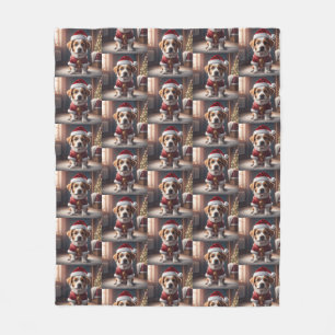 We wish you a merry christmas with santa cute dog fleece blanket
