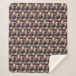 We wish you a merry christmas with santa cute dog  sherpa blanket