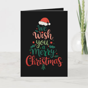 We Wish You A Merry Christmas Xmas Santa Hat Holiday Card