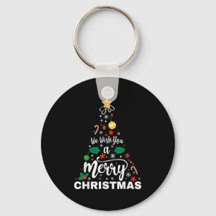 We Wish You Merry Christmas Vintage Xmas Tree Funn Keychain
