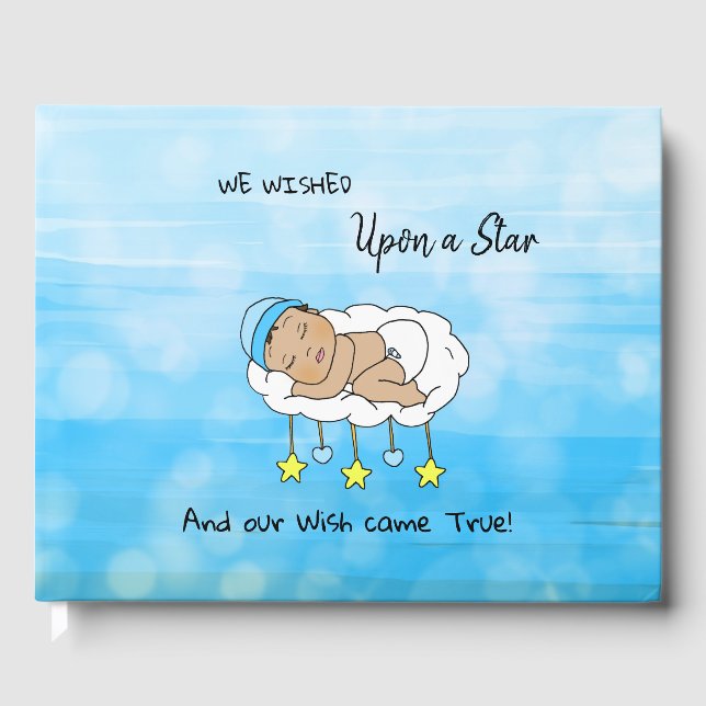 We Wished Upon a Star Boy's  Baby Shower Ethnic Guest Book (Front)