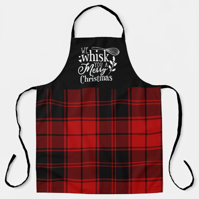 We Wisk You A Merry Christmas Holiday  Apron (Front)