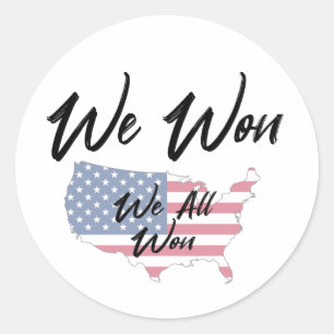 We Won Classic Round Sticker